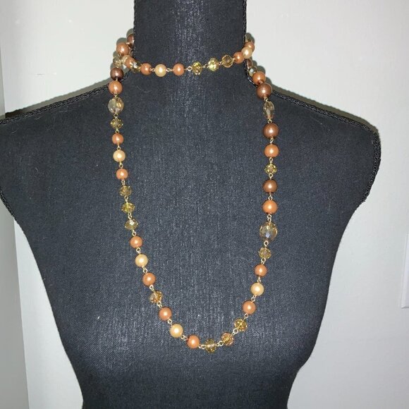 Kenneth Cole Long Single Strand Beaded AB Necklace - Picture 3 of 7